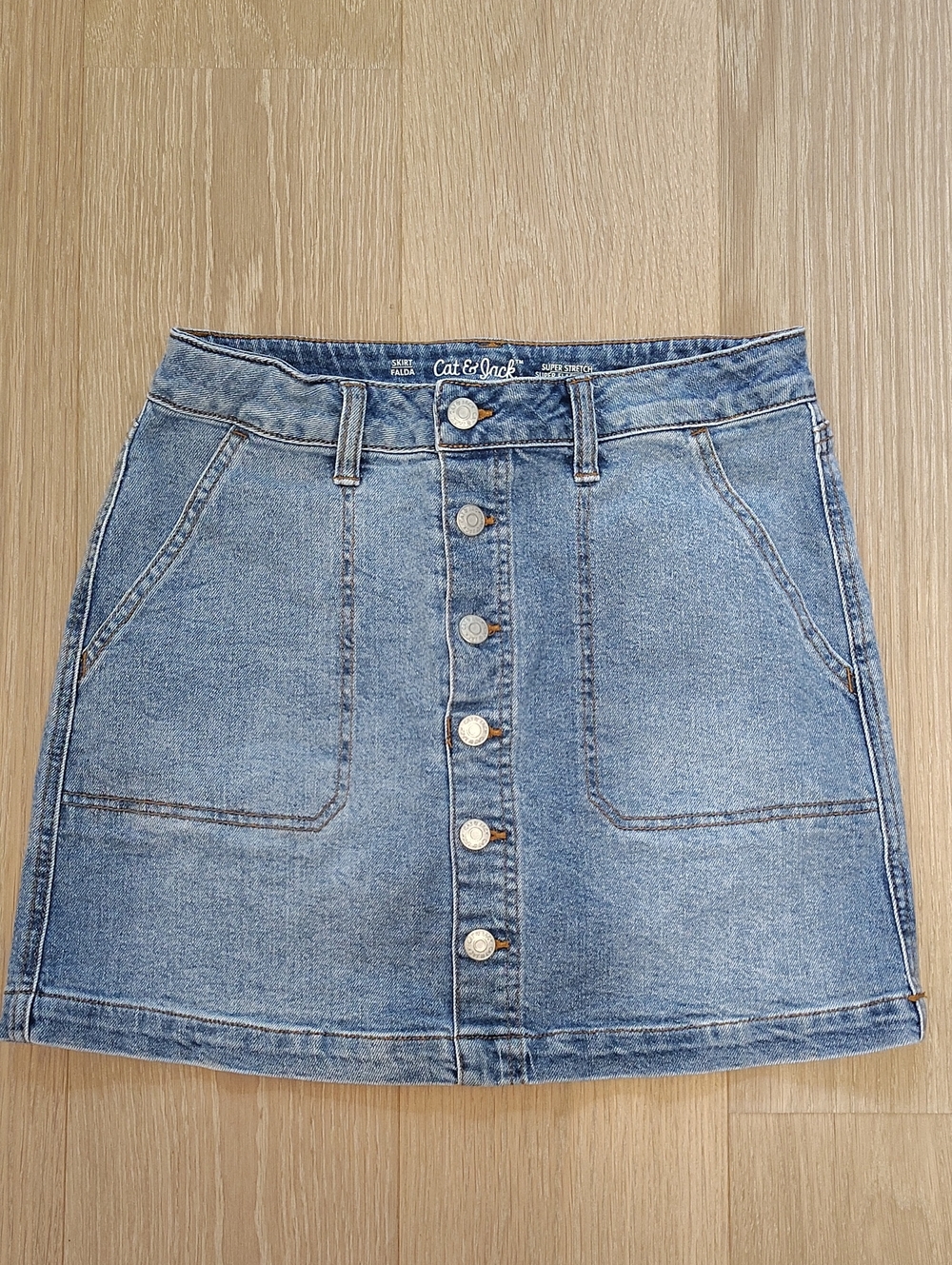 Cat & Jack Light Blue Denim Button-Front Mini Skirt